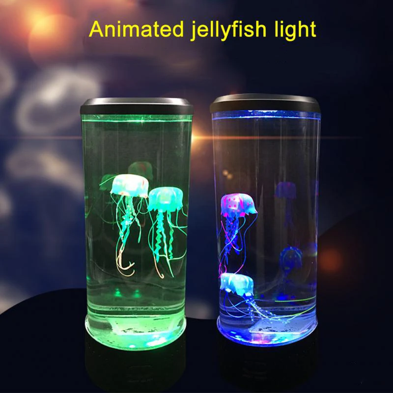 LED fantasía medusas lámpara alimentación USB/alimentado por batería cambio de Color tanque de medusas acuario lámpara Led relajante lámpara de Noche de Ambiente