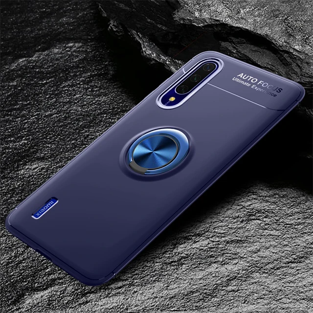 Синий Чехол mi 9 для Xiao mi 9 Lite, чехол, магнитное кольцо, держатель, мягкий матовый Силиконовый чехол для телефона, красный mi K20 mi 9T Pro 9se Coque - Цвет: Синий