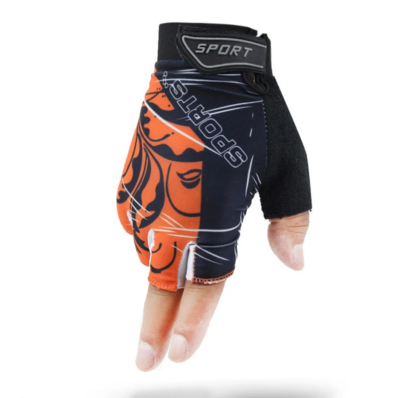 orange Men Women Half Finger Gloves Summer Bicycle Gym Fitness Non-slip Breathable Sports Gloves Fingerless Mitten Guantes Ciclismo - Цвет: orange