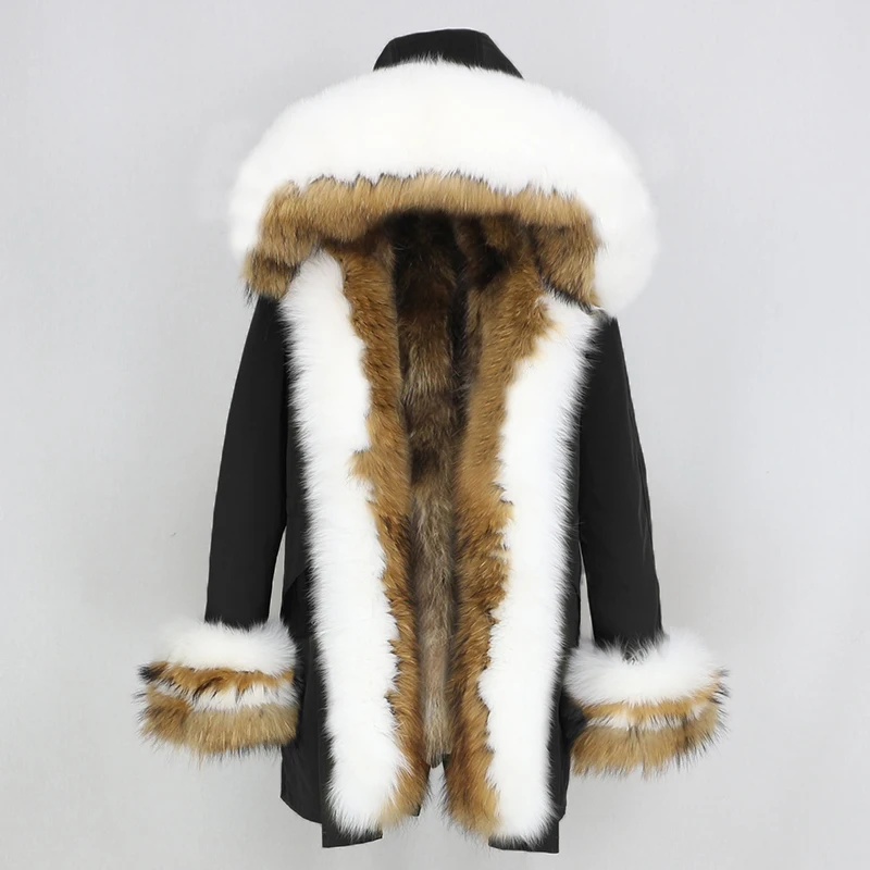 OFTBUY зимняя куртка для женщин, пальто из натурального меха, толстый теплый натуральный Лисий меховой капюшон, воротник теплая парка, верхняя одежда, повседневная Уличная одежда, Корея