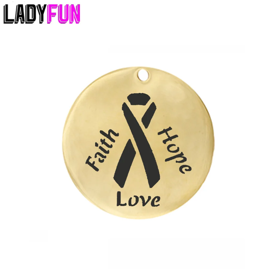 Cancer Awareness Ribbon Charms Stainless Steel Faith Hope Love Charm