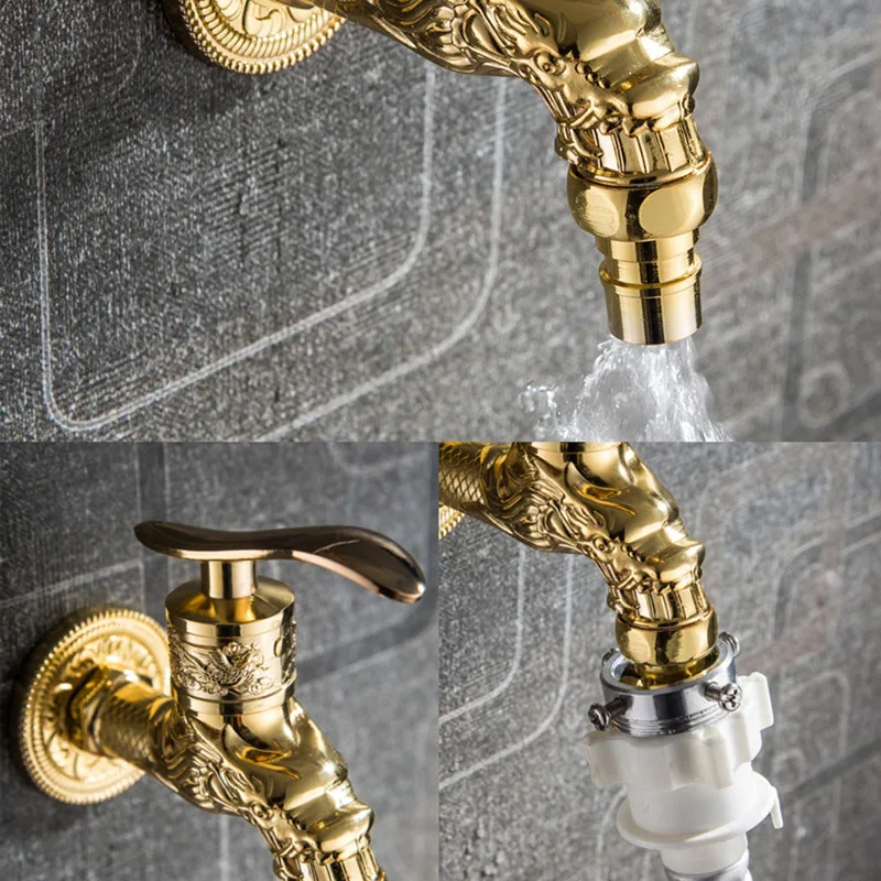 Washing Machine Faucet Retro Vintage Carved Home Sink Garden Single Faucet Water Tap YU-Home