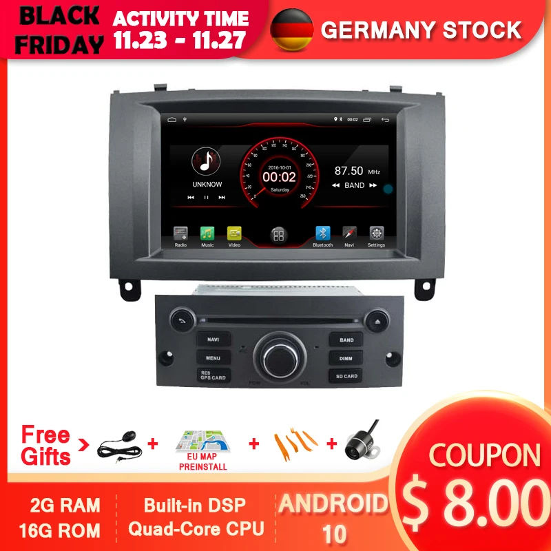 AVGOTOP Android 10 автомобильный Радио навигационный плеер для PEUGEOT 407 MP3 MP4 Wifi GPS