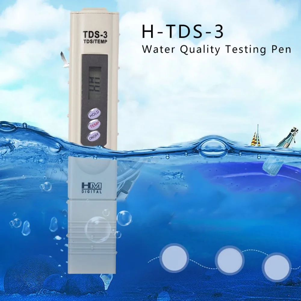 H-TDS-3 Измеритель Качества Воды цифровой инструмент температура 0-9999 ppm фильтр чистоты воды точный монитор без подсветки