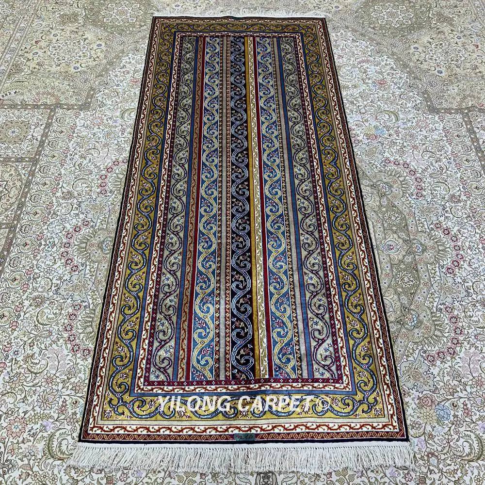 YILONG 2,5x6 'Традиционный персидский шелковый ковер для прихожей, кухни, домашний ковер ручной работы(HF338B