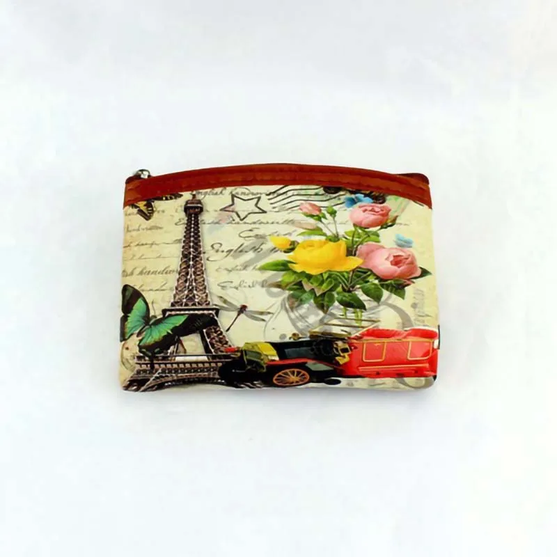 Vintage Eiffel Tower Coin purses Girl Big Ben change purse Women zipper coin bag Lady zero wallet Female Kids's pouch