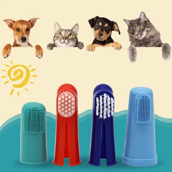 Super Soft  Multi- Colored Pet Finger Toothbrush For Cats & Dogs  2
