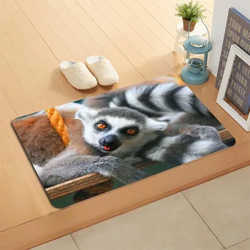 

Custom Lemur Animal Doormat Floor/Bath/Kitchen/Beach Mat Flannel Sponge Fabric 3D Printed Shaggy Decoration For Bedroom