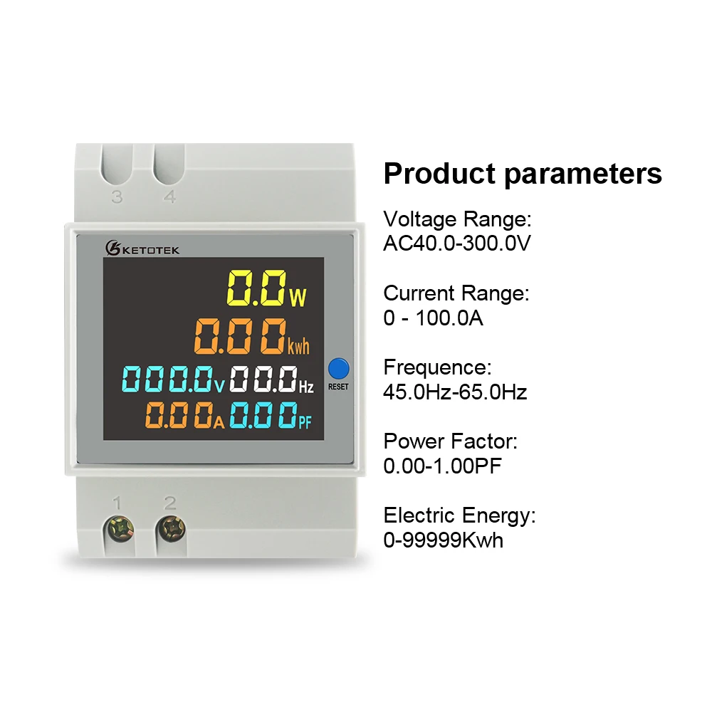 KetoteK-Din Rail 디지털 0-100A 전류계 AC 80-300V 250V-450V 전압계, Led 디스플레이 Amp 볼트 에너지 전력계 활성 와트 미터