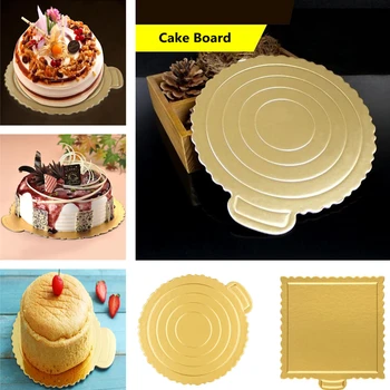 

Mousse Cake Boards Gold Paper Cupcake Dessert Displays Tray Wedding Birthday Cake Pastry Decorative Tools Kit 16/21/25/28CM