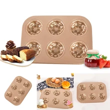 6 полости форма цветка кекса форма для пудинга шоколадный пудинг десерт антипригарные формы для выпечки инструменты быстросъемные сковороды
