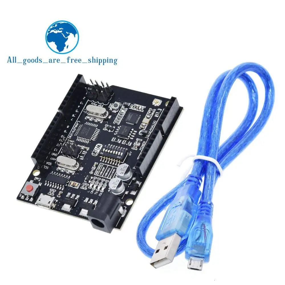 TZT UNO+ WiFi R3 ATmega328P+ ESP8266(32 Мб памяти) USB-TTL CH340G для Arduino Uno, NodeMCU, WeMos ESP8266 новое поступление - Цвет: 1Set WiFi UNO R3