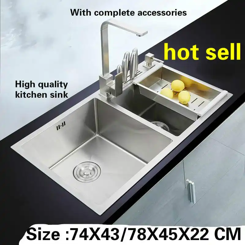 Tangwu Handmade Big Double Slot 4 Mm Thick High Grade Kitchen Sink Food Grade 304 Stainless Steel 74x43 78x45x22 Cm Kitchen Sink Kitchen Sinks Stainless Steelkitchen Sinks Steel Aliexpress
