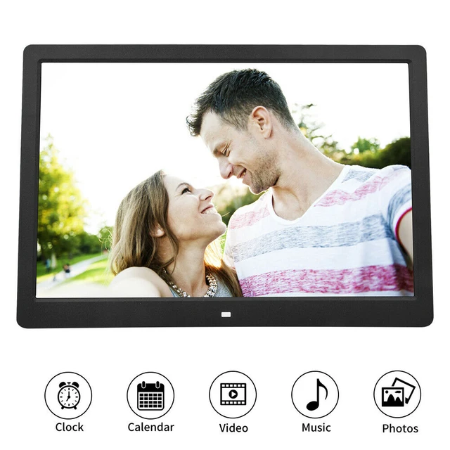 Moldura Digital de 10 polegadas HD LED Vídeos 1024 * 600 16: 9 com Sensor  de Movimento, MP3 / Calendário / Relógio / E-book EUA Plug