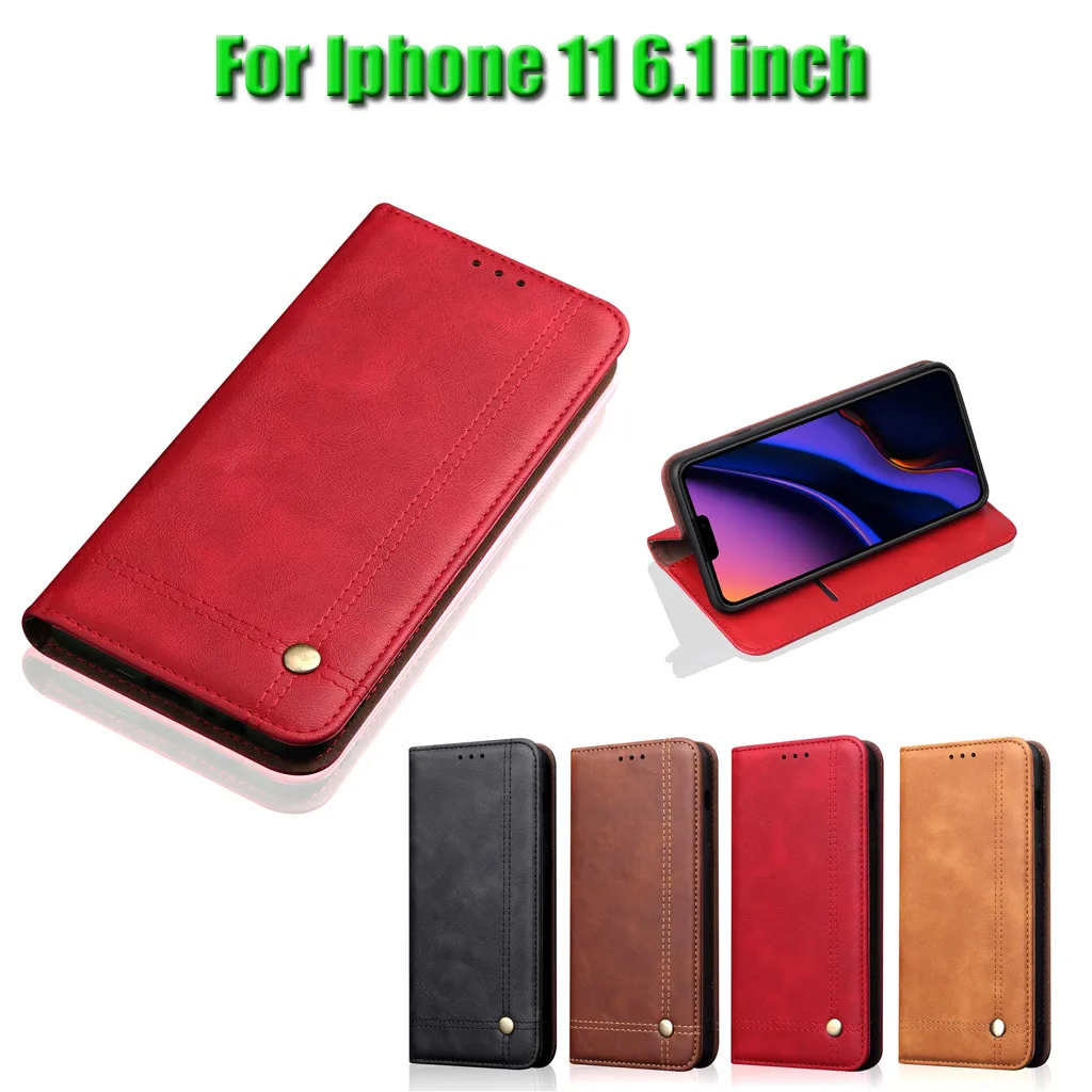 Кожаный чехол с узором Crazy Horse для iphone 11/для iphone 11 pro/для iphone 11 Pro Max откидная крышка Силиконовая задняя крышка кожа