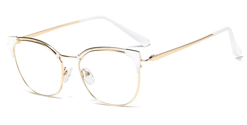 gold white frame Kachawoo, кошачий глаз, оправы для очков, женские, черные, розовые, очки по рецепту, Ретро стиль, женские, золото, металл,, трендовые аксессуары - Цвет оправы: gold white frame