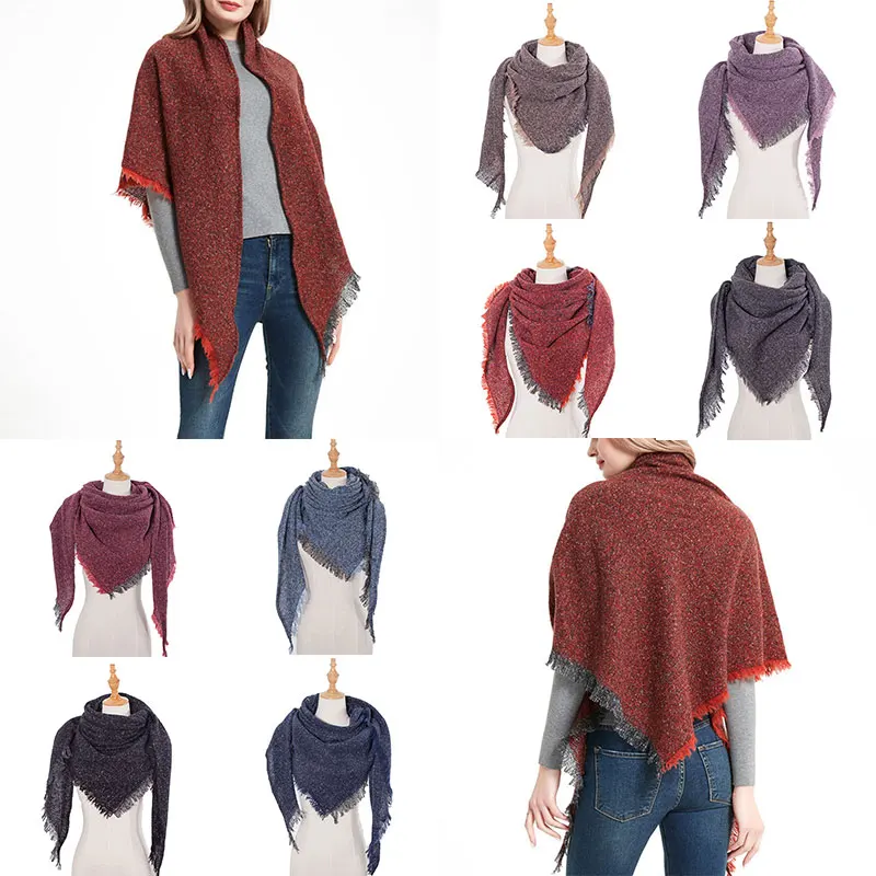 

Double Size Tassel Shawl Soft Thicken Triangle Scarf Solid Color Foulard Blanket Bandana Neck Warm Imitation Cashmere Scarves