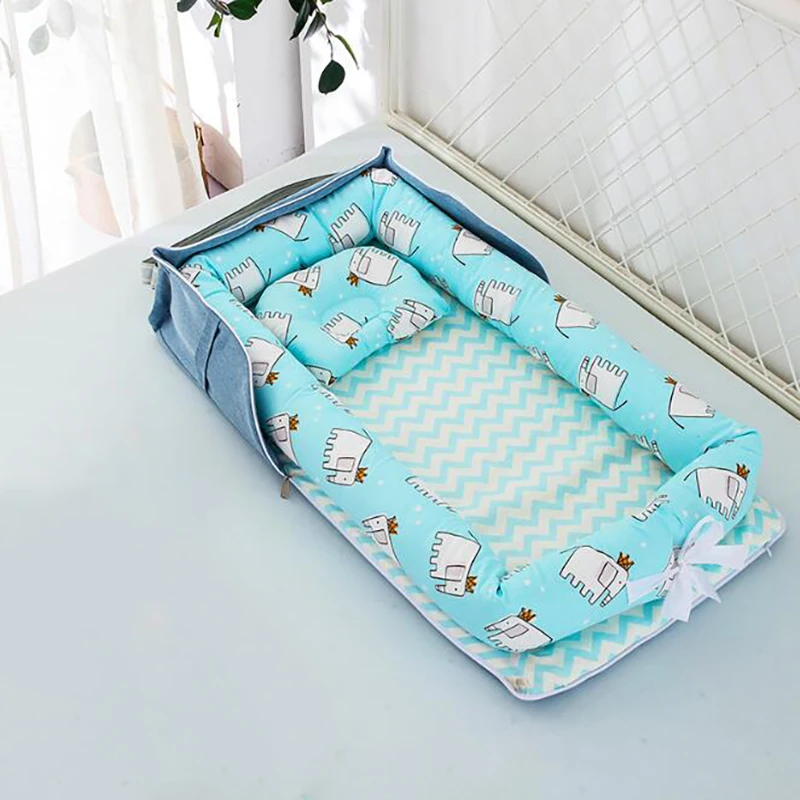 Портативная детская кроватка, складная подушка для новорожденной кровати, хлопковое гнездо, детское постельное белье, корзина, бамперы YHM030 - Цвет: YHM030K