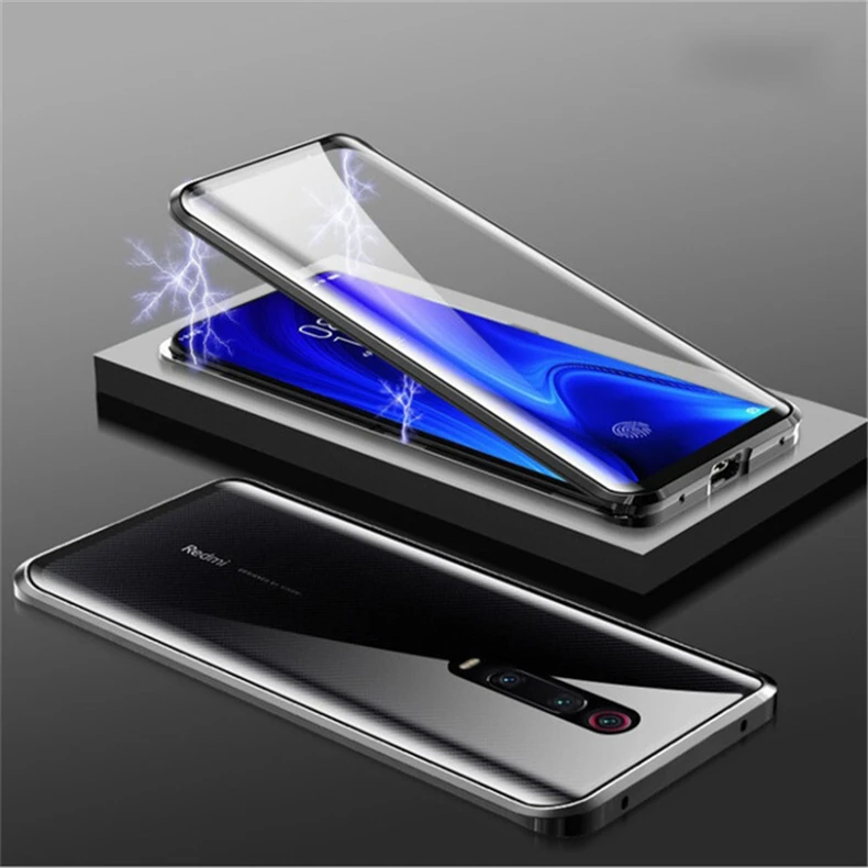 Для Xiao mi Red mi K20 Pro Чехол Металлическая магнитная двухсторонняя, для стекла+ металлический чехол-бампер для телефона для Xiaomi Redmi Note 7 mi 9T SE чехол