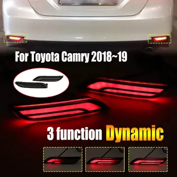 

1Pair 3 Functions Rear Bumper LED Tail Light Driving Lamp Turn Signal Lamp Rear Fog Lamp Accessories For Toyota Camry 2018 2019