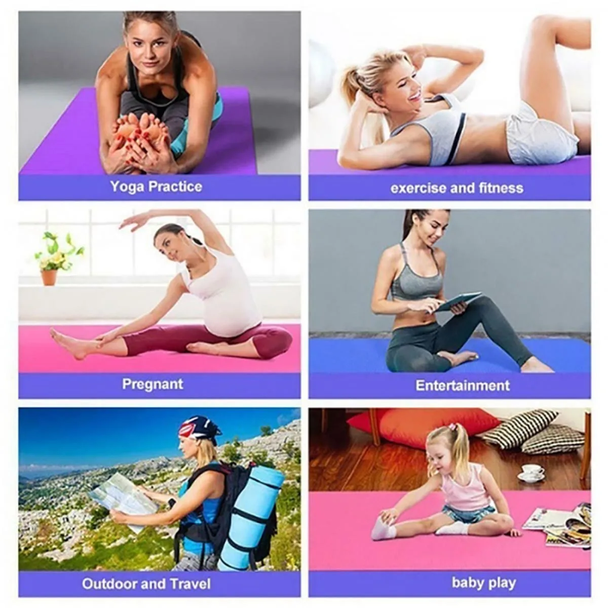 Esterilla de Yoga antideslizante, colchoneta Extra gruesa de 10MM, 183cm x  59cm, para Fitness, Pilates, entrenamiento, gimnasio, con vendas