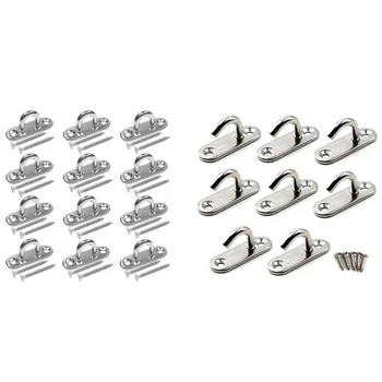 

12 Pcs Stainless Steel Hook and Loop M5 Pad Eye Plate & 8 Pcs M5 Wall-Mounted Hook 304 Stainless Steel