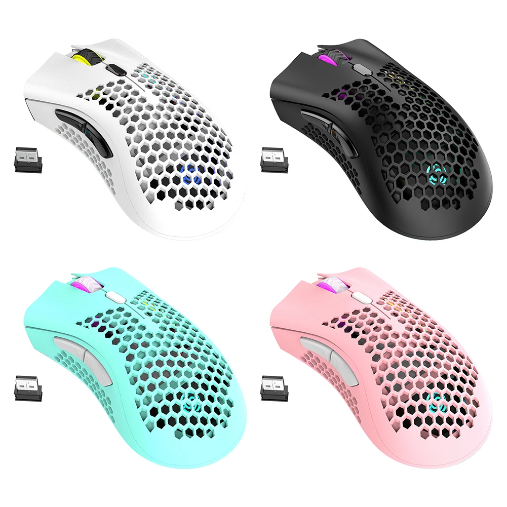

ALLOYSEED BM600 2.4GHz Wireless Mouse 1600DPI Adjustable USB Rechargeable Honeycomb RGB Optical Mouse For Laptop PC Gamer Mice
