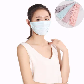 

1PC Mouth Mask covers mouth Washable Reusable Summer Ice Silk Face Mouth Masks Cotton Solid Color Repeatable Maks Pink Blue