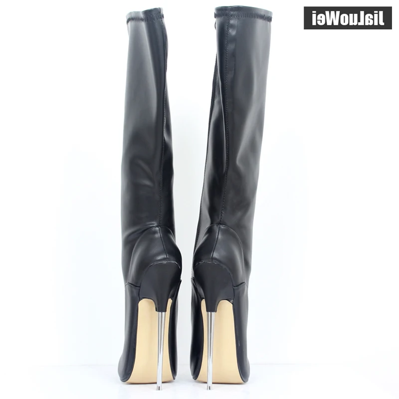 

Fashion Europe America Style Knee-High made PU Patent Leather Extreme Thick High Heel Boot Women Knee High Zip Sexy shoes