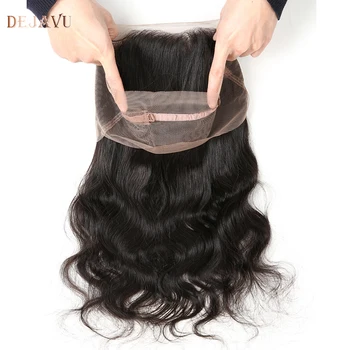 

Dejavu 360 Lace Frontal Body Wave Closure With Baby Hair Free Part Non-Remy Human Hair Closure Natural Color 360 Frontal Closure