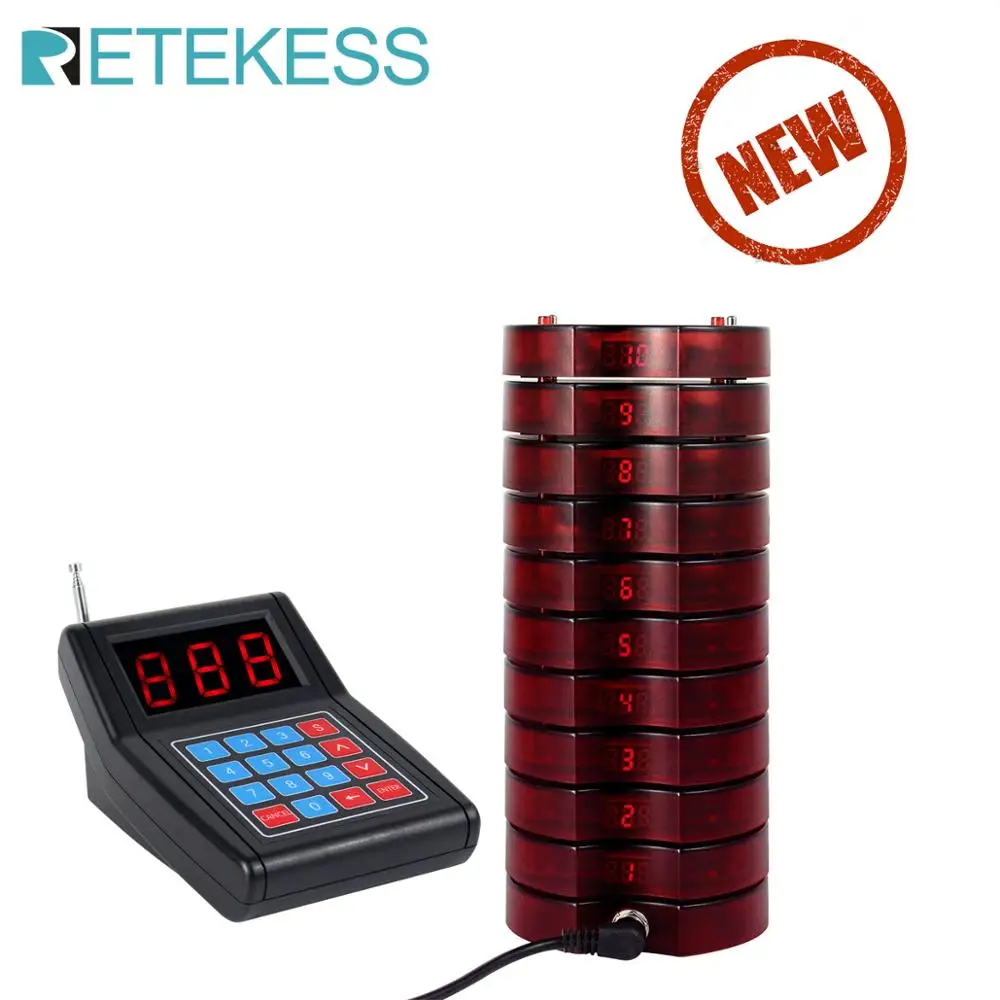 

RETEKESS SU-668 Pager Restaurant Calling System Wireless Guest Paging Queuing System Beeper for restaurant 10 Coaster Pagers