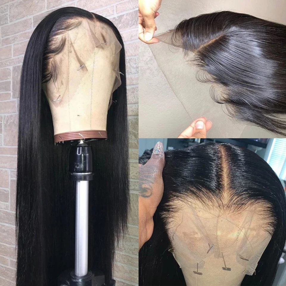 180% прозрачный кружевной парик для Для женщин прямые бразильские Волосы remy 13x6 Синтетические волосы на кружеве парики из натуральных волос на кружевной основе с Эластичная лента обесцвеченные волосы на ленте