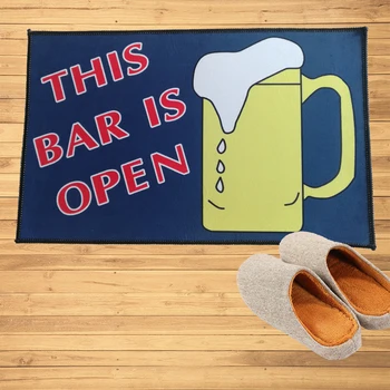 

This Bar Is Open Beer Mug Blue Doormat Mats Hallway Doorway Bathroom Kitchen Rugs Floor Mats Carpet Bar Decoration