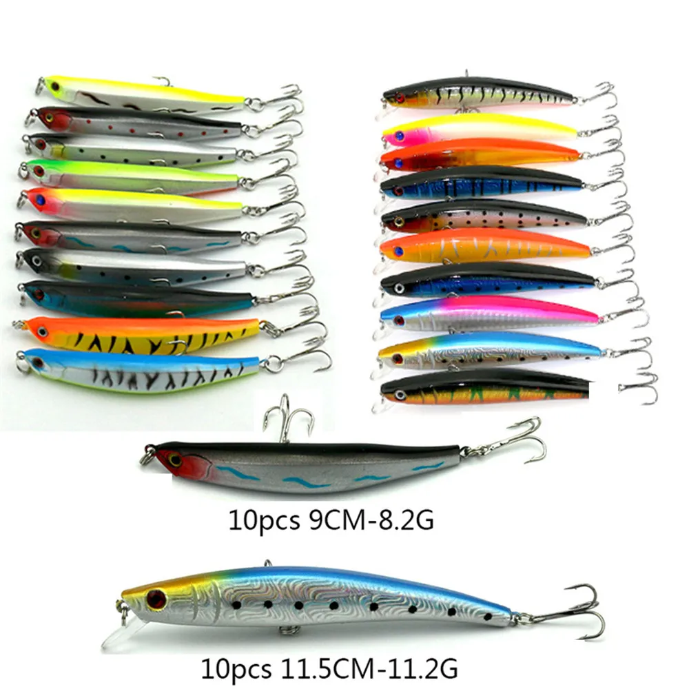 

SeaKnight Minnow Fishing Lure 20PCS/Lot 2 kindst 90mm 8.2g 115mm 11.2g Integrated Bait Artificial Bait Plastic dying fish