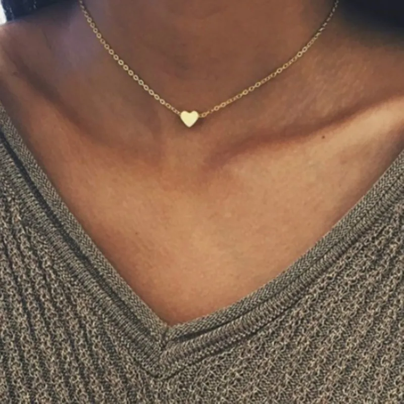 

Simple Heart Chain Necklace Fashion Jewelry For Women Chokers Accessories Girlfriend Party Birthday Gift Dropshipping