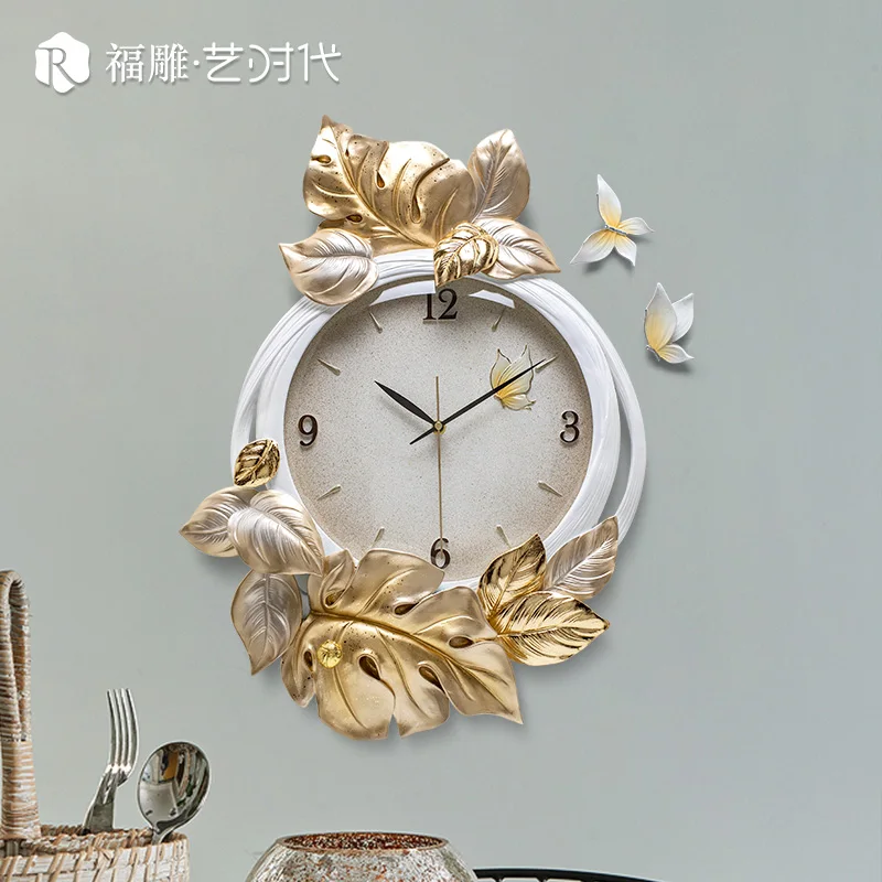 Wall Clock Elegant Clock Domestic Art Watch Wall Hanging Gold  