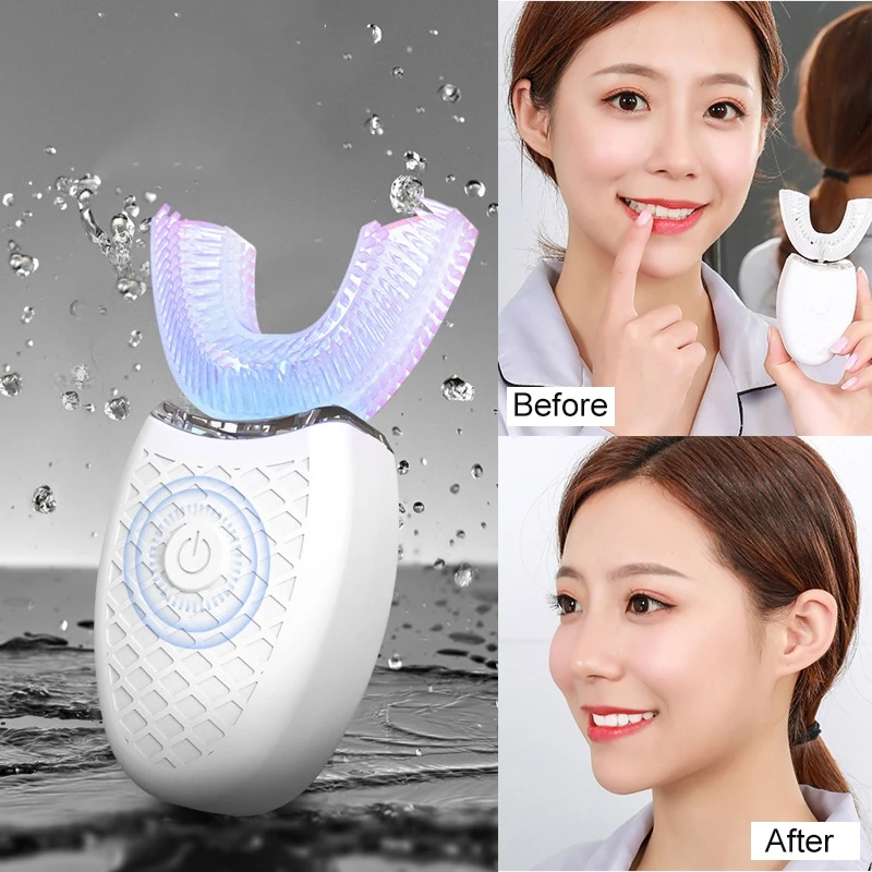 Новая u-образная электрическая зубная щетка для ленивых, водостойкая, умная, отбеливающая зубная щетка