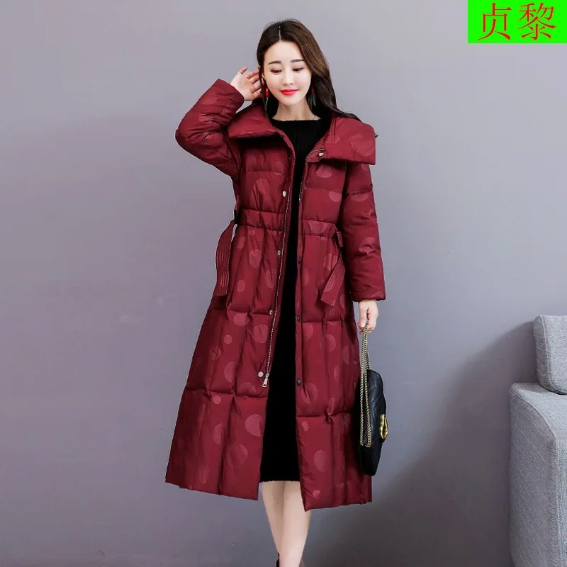 

Thick down Feather Warm Cotton-padded Clothes Women's 2018 New Style Winter Hem Long Large Cotton-padded Jacket Fashion Loose Sl