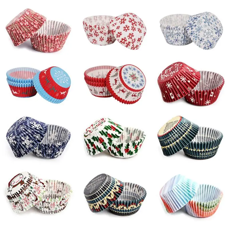 

250x Christmas Cupcake Wrapper Paper Muffin Baking Cup Liner Case Birthday Decor