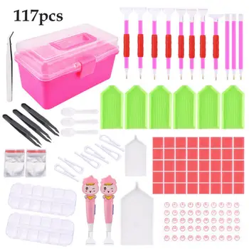

117pcs DIY Diamond Painting Accessories 5D Embroidery Pen Tools Set Glue Pen Kit Tweezers Diamond Painting Tools