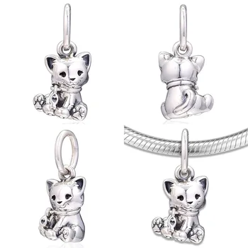 

Fit 925 Silver Original Charms Bracelets Cute Cat Dangle Charm Bead Pendant For Sterling Original Bangle Jewelry Making DIY