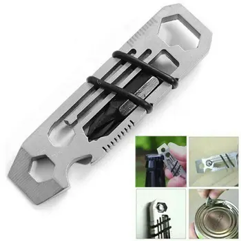 

6 In 1 Stainless Steel EDC Gadget Outdoor Equipment Camping Keychain Supplies Bottle Opener Multi-Function Tools Wrench