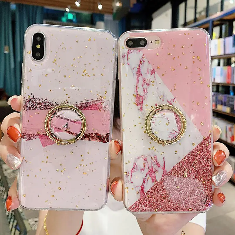 

Phone Case For iPhone XR Case Silicone Cover For iPhone 7 Plus Case On For iPhone XS Max 6 6S 8 Case Luxury Ring Holder Stand