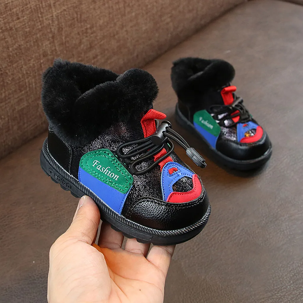 JAYCOSIN/ г.; Детские Зимние ботильоны; милые меховые ботинки на шнуровке для маленьких детей; очень теплая кожаная обувь для мальчиков и девочек; детские короткие ботинки