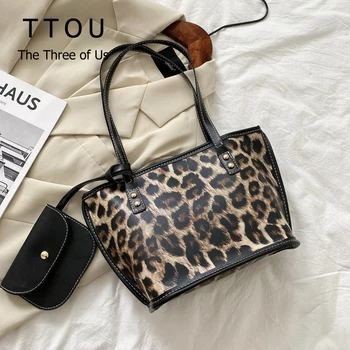 

Simple Style Leopard Print Women Luxury Handbag Pu Leather Underarm Female Shoulder Bags Daily Design Ladies Shopping Purse