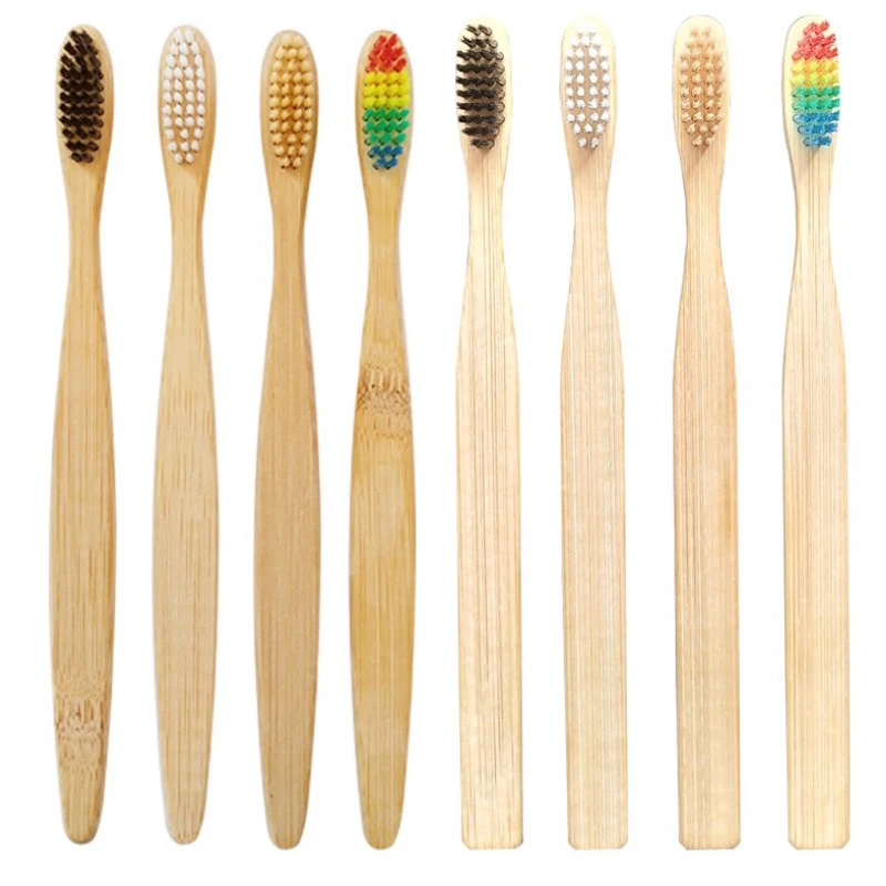 

10PCS Premium Bamboo Wooden Toothbrushes Set Biodegradable Manual Medium Firm Bristles Deep Cleaning