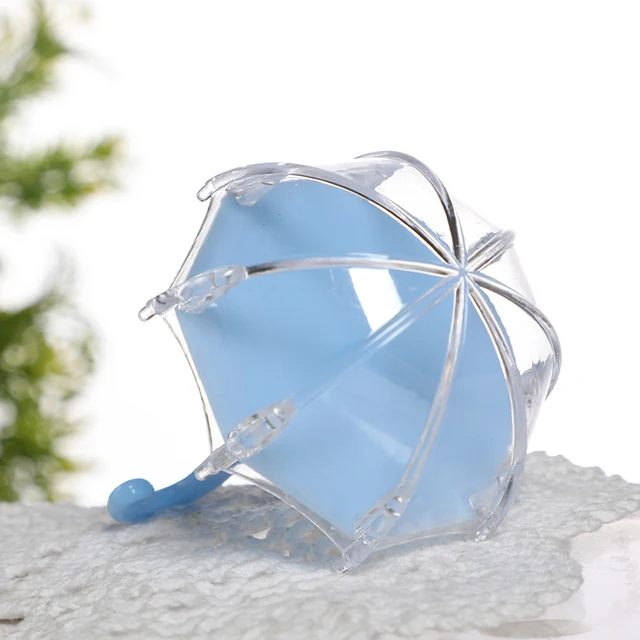12pcs Mini Umbrella Shape Candy Box Plastic Clear Gifts Boxes Birthday Party Favors Wedding Engagement Children's Day Decoration G