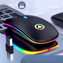

2.4G Wireless Mouse RGB Rechargeable Mouse Wireless Computer Mute Mouse LED Backlit Gaming Office Mouse Laptop Accessories