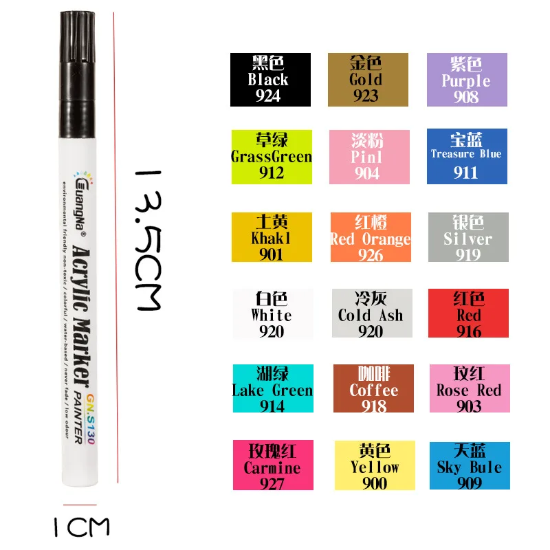 GN 12/18 Colors 0.7MM Acrylic Paint Marker Pen Set Art Drawing Marker Pen For Ceramic Rock Glass Porcelain Mug Wood Fabric Canva