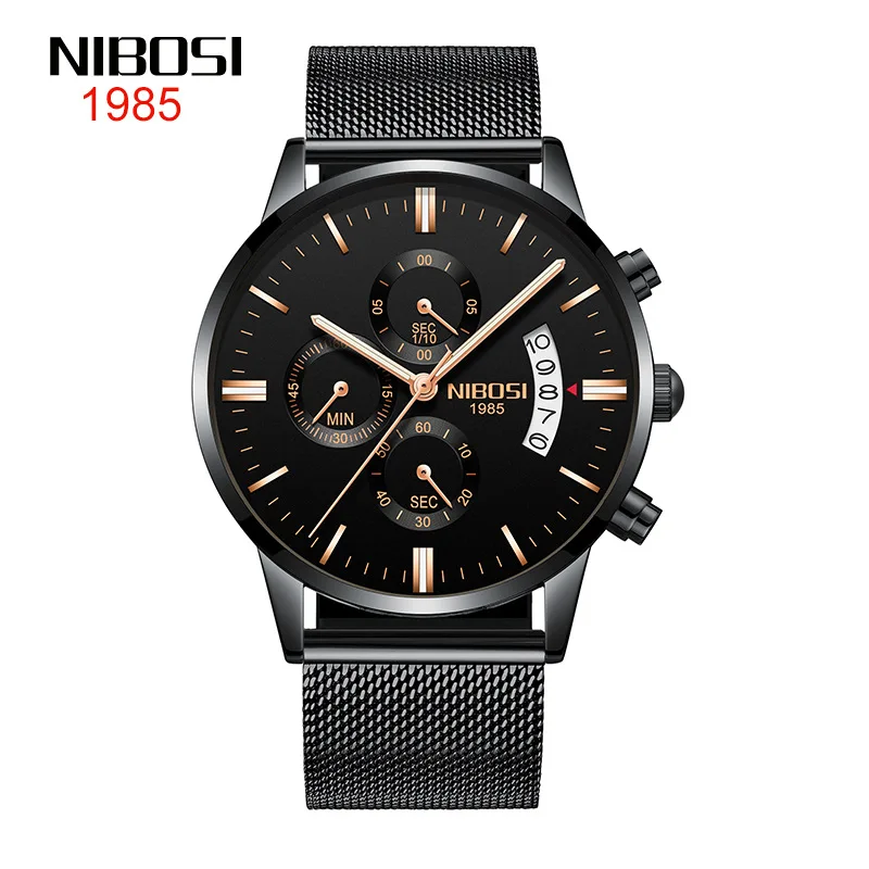 NIBOSI Luxury Fashion Top Brand Chronograph Watch Waterproof Date Clock Watches Mens Quartz Wristwatch Relogio Masculino 2309 